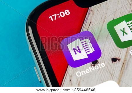Sankt-petersburg, September 19, 2018: Microsoft Onenote Office Application Icon On Apple Iphone X Sc