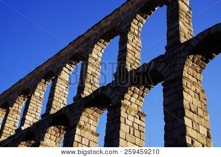 Roman aqueduct of Segovia, Spain, declared World Heritage Sites by UNESCO, Europe