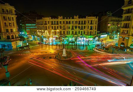 The Night Traffic In Cairo, Egypt