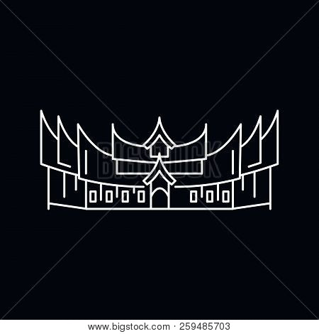 Palace Icon. Outline Illustration Of Palace Vector Icon For Web And Advertising Isolated On Black Ba