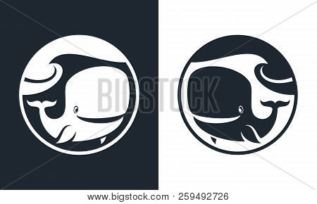 Cartoon Whale Character Cut Out Round Icon