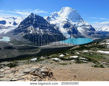 Hiking The Berg Lake Trail Around Mount Robson Glacier, In British Columbia Canada.  Full Of Beautif