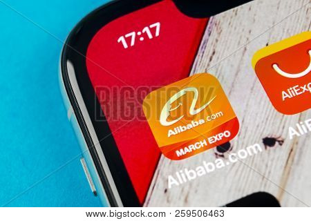 Sankt-petersburg, September 19, 2018: Alibaba Application Icon On Apple Iphone X Smartphone Screen C