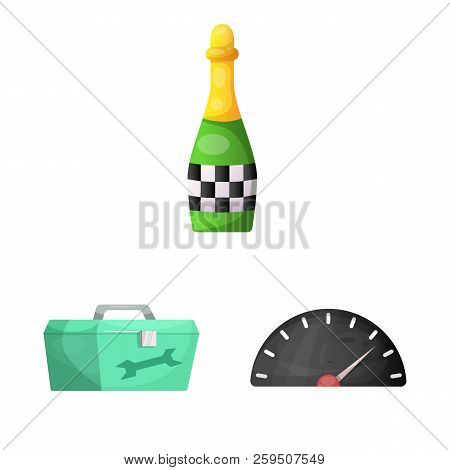 Vector Illustration Of Car And Rally Logo. Set Of Car And Race Stock Vector Illustration.