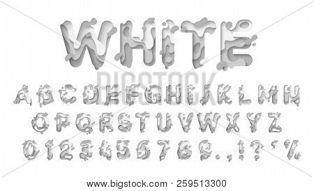 Alphabet Colors White. Paper Cut Letter. Fluid Typeface, Texture Style Papercut.