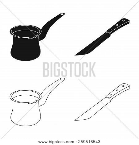 Vector Illustration Of Kitchen And Cook Sign. Set Of Kitchen And Appliance Vector Icon For Stock.