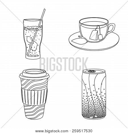 Vector Illustration Of Drink And Bar Symbol. Set Of Drink And Party Vector Icon For Stock.