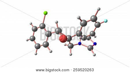 Epoxiconazole Molecular Structure Isolated On White