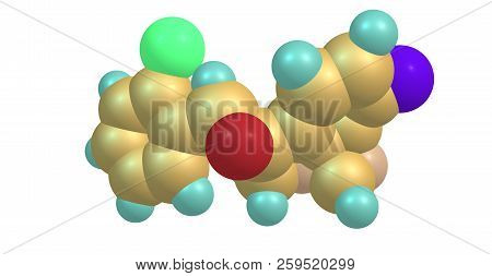 Epoxiconazole Molecular Structure Isolated On White