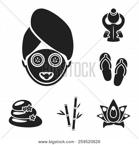 Spa Salon And Equipment Black Icons In Set Collection For Design. Relaxation And Rest Vector Symbol 