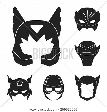 Carnival Mask Black Icons In Set Collection For Design.mask On The Eyes And Face Vector Symbol Stock