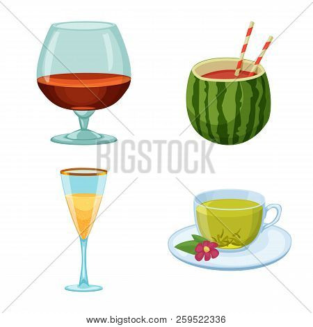 Vector Design Of Drink And Bar Sign. Collection Of Drink And Party Stock Vector Illustration.