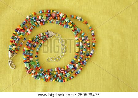 Murano And Venetian Glass Handmade. Bright Colorful Beads Of Murano Glass. Bright Background Of Glas