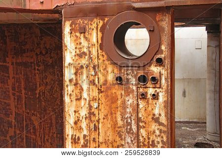 Abandoned Nuclear Power Plant. Russia, The Crimea, Shelkino. Abandoned Construction, Iron Background