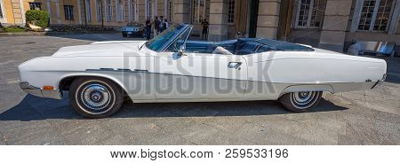 Genoa, Italy June 3, 2017 - Profile Of A Car Of An American White Car Buick
