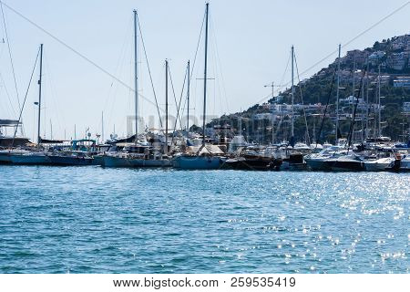 Port Andratx, Spain - June 01, 2016:
View Of The Bay Of Port Andratx Mallorca Baleares Spain. In The