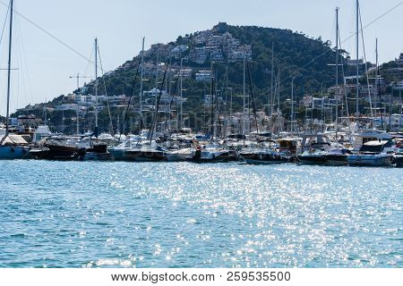 Port Andratx, Spain - June 01, 2016:
View Of The Bay Of Port Andratx Mallorca Baleares Spain. In The