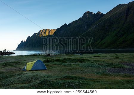 Camping By The Beach Of Ersfjord On Senja