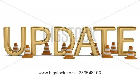 The Word Update And Plot Chantier On White Background. 3D Illustration.