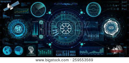 Head-up Interface Set For Gui, Ui, Ux Design. Hud Style, Technology Elements Set (space, Dashboard, 