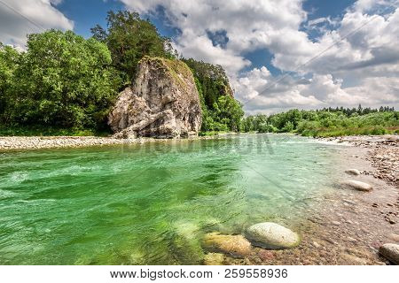 Turquoise Bialka River In The Pieniny Mountains In Summer