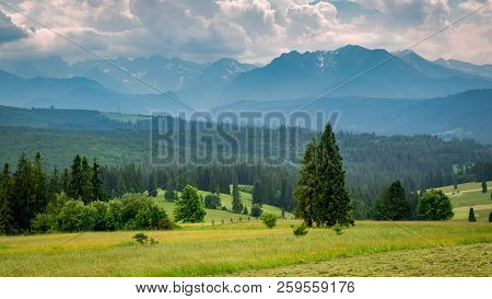Cloudy Tatra Mountains At Sunset In Summer