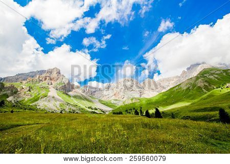 Fuciade Valley At The San Pellegrino Pass, In The Italian Dolomites