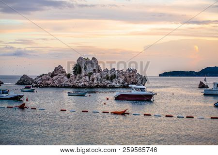 Summer Sunset In Przno Bay In Montenegro