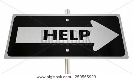 Help Support Assistance Arrow Road Sign 3d Illustration
