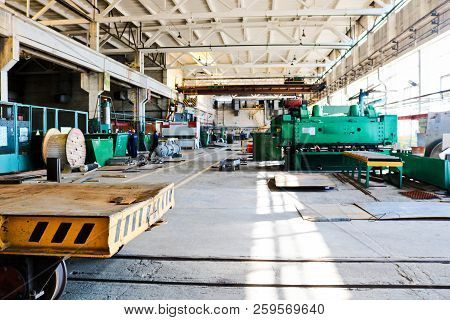 Large Industrial Production Room Of The Workshop With Equipment For The Production Of Spare Parts, M