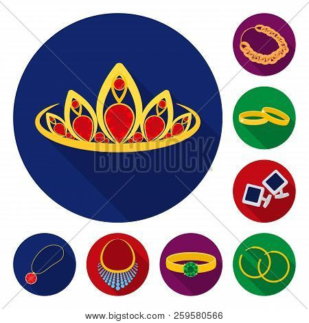Jewelry And Accessories Flat Icons In Set Collection For Design.decoration Vector Symbol Stock Web I