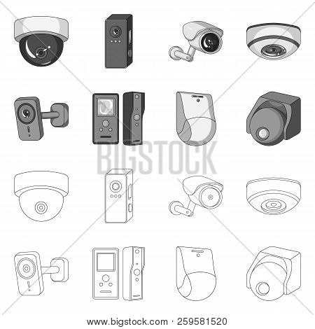 Isolated Object Of Cctv And Camera Icon. Set Of Cctv And System Stock Vector Illustration.