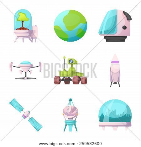 Isolated Object Of Mars And Space Sign. Set Of Mars And Planet Vector Icon For Stock.