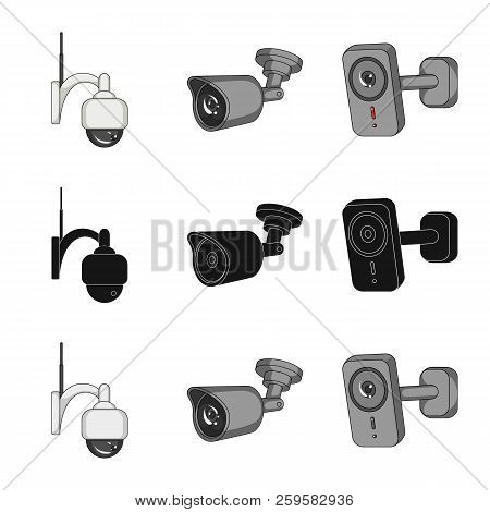 Vector Illustration Of Cctv And Camera Logo. Set Of Cctv And System Stock Symbol For Web.