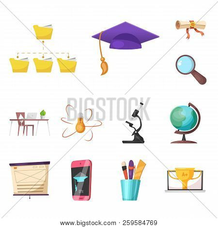 Vector Illustration Of Education And Learning Icon. Set Of Education And School Vector Icon For Stoc