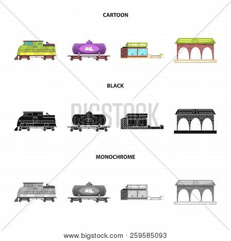 Vector Illustration Of Train And Station Logo. Collection Of Train And Ticket Stock Symbol For Web.