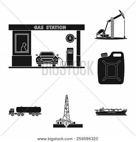 Vector Illustration Of Oil And Gas Sign. Set Of Oil And Petrol Stock Vector Illustration.