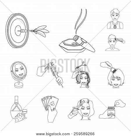 Manipulation By Hands Outline Icons In Set Collection For Design. Hand Movement Vector Symbol Stock 