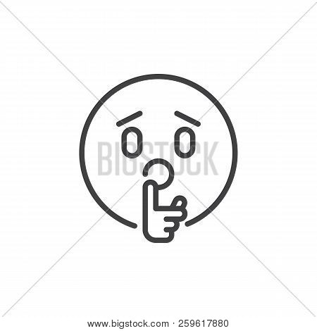 Emoticon Making Silence Outline Icon. Linear Style Sign For Mobile Concept And Web Design. Stop Talk