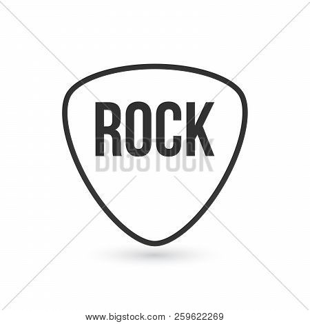 Linear Hard Rock Badge Or Label. Guitar Pick Mediator. For Hard Rock Music Band Festival Party Signa