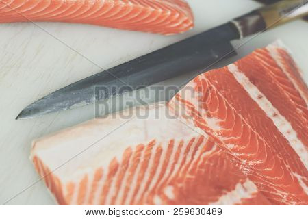 Asian Chef Slice Japanese Food Sashimi Salmon