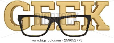 Glasses And Geek Logo Isolated On White Background 3D Illustration.