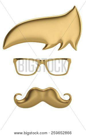 Glasses And Mustache Icon Isolated On White Background 3d Illustration.