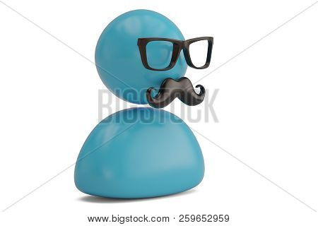 Glasses And Mustache Icon Isolated On White Background 3D Illustration.