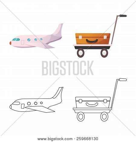 Vector Design Of Airport And Airplane Icon. Set Of Airport And Plane Vector Icon For Stock.