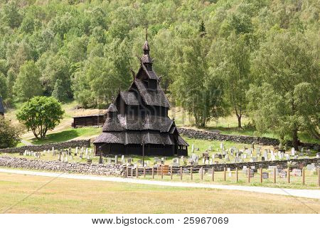 โบสถ์ Borgund stave โบสถ์นอร์เวย์ไม้ทั่วไป Sogn Fjordane นอร์เวย์