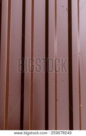 Ribbed Brown Metal Base Vertical Four Stripes Pattern Urban Grunge Design Decoration Part Of A High 