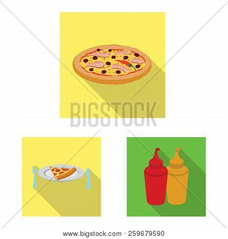 Vector Illustration Of Pizza And Food Logo. Set Of Pizza And Italy Stock Vector Illustration.