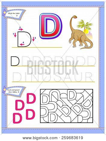 Worksheet For Kids With Letter D For Study English Alphabet. Logic Puzzle Game. Developing Children 