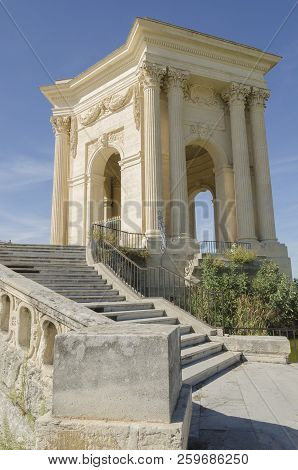 Old Water Tower On The Promenade Of Peyrou In City Of Montpellier In France